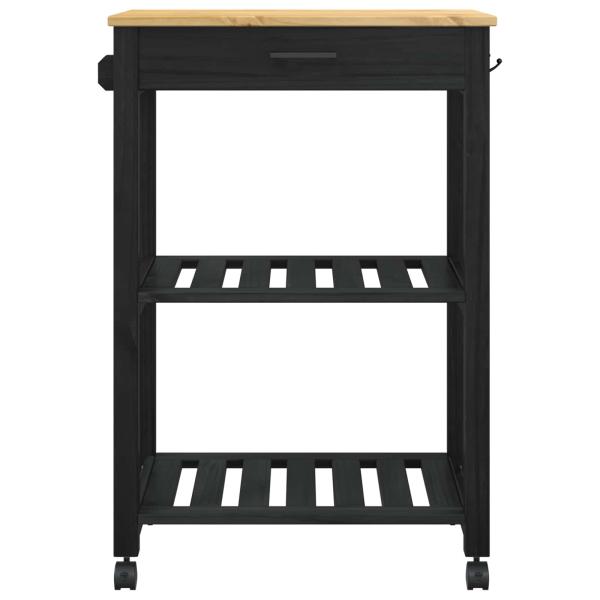 Küchentrolley MONZA Schwarz 60 x 40 x 88,5 cm Massivholz Kiefer