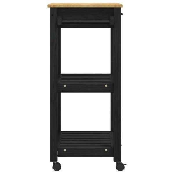 Küchentrolley MONZA Schwarz 60 x 40 x 88,5 cm Massivholz Kiefer