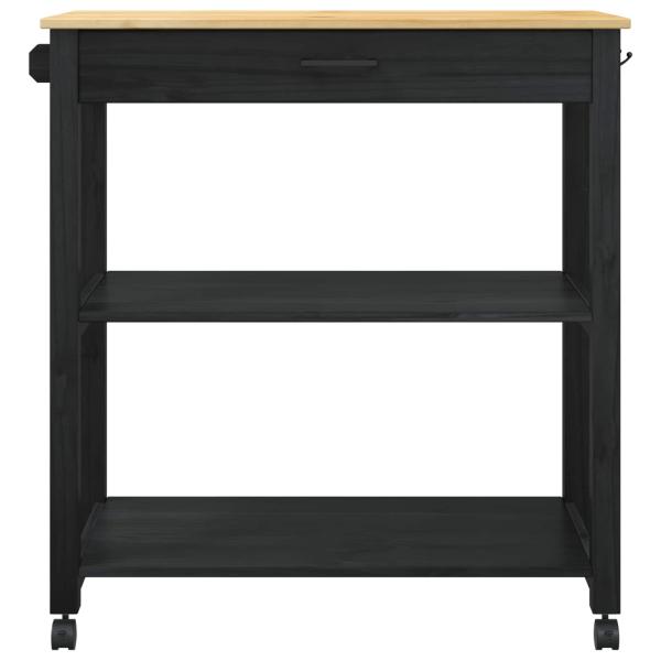 Küchentrolley MONZA Schwarz 84 x 40 x 88,5 cm Massivholz Kiefer