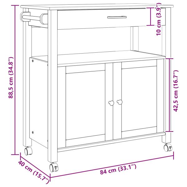 Küchentrolley Uni Schwarz 88,5 x 40 x 48 cm