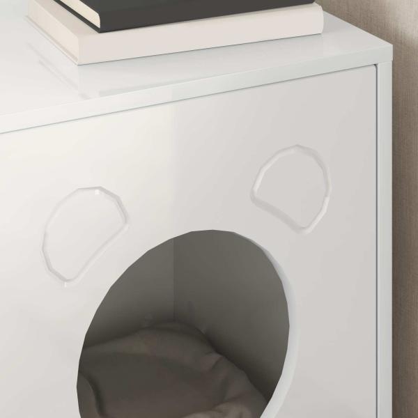 Katzenhaus Glänzend Weiß 42,5 x 40 x 52,5 cm Holzwerkstoff