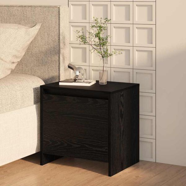 ARDEBO.de - Nachttisch Schwarz Eichen-Optik 45 x 34 x 44,5 cm Holzwerkstoff