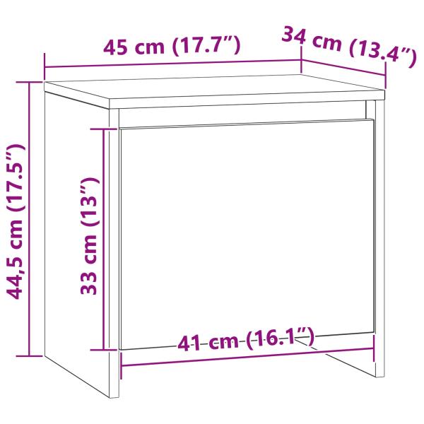 Nachttisch Schwarz Eichen-Optik 45 x 34 x 44,5 cm Holzwerkstoff
