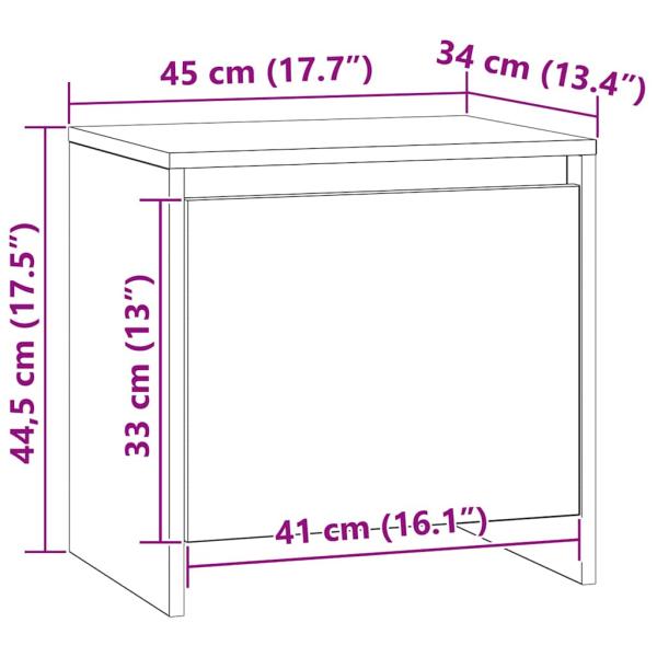 Nachttisch Schwarz Eichen-Optik 45 x 34 x 44,5 cm Holzwerkstoff