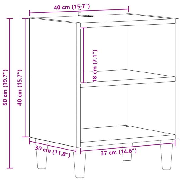 Bettschrank 2 pcs Schwarz Eichen-Optik 40 x 30 x 50 cm