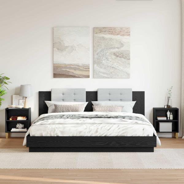 Bettschrank 2 pcs Schwarz Eichen-Optik 40 x 30 x 50 cm