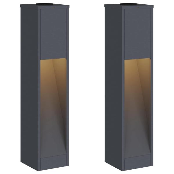 Solar LED Wegeleuchte 2 pcs Anthrazit Kalt gewalzter Stahl