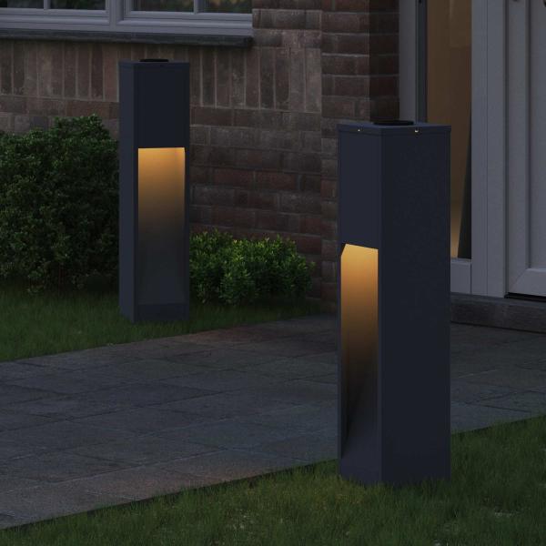 Solar LED Wegeleuchte 2 pcs Anthrazit Kalt gewalzter Stahl