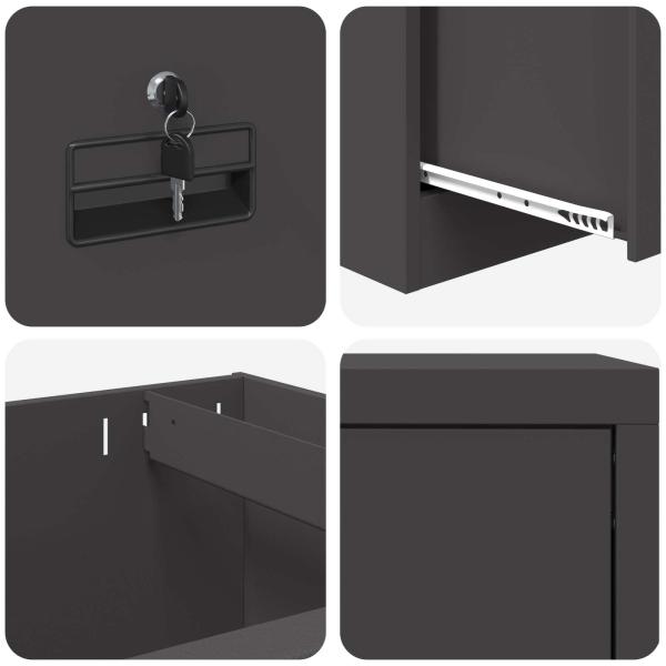 Aktenschrank Schwarz 44 x 50 x 106,5 cm Kaltgewalzter Stahl