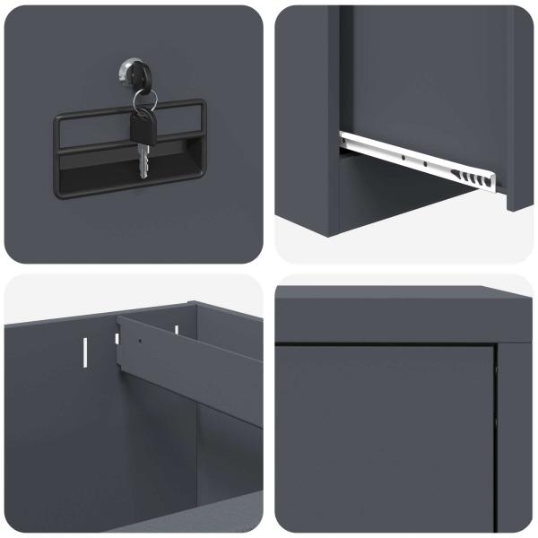 Aktenschrank Anthrazit 44 x 50 x 106,5 cm Kaltgewalzter Stahl