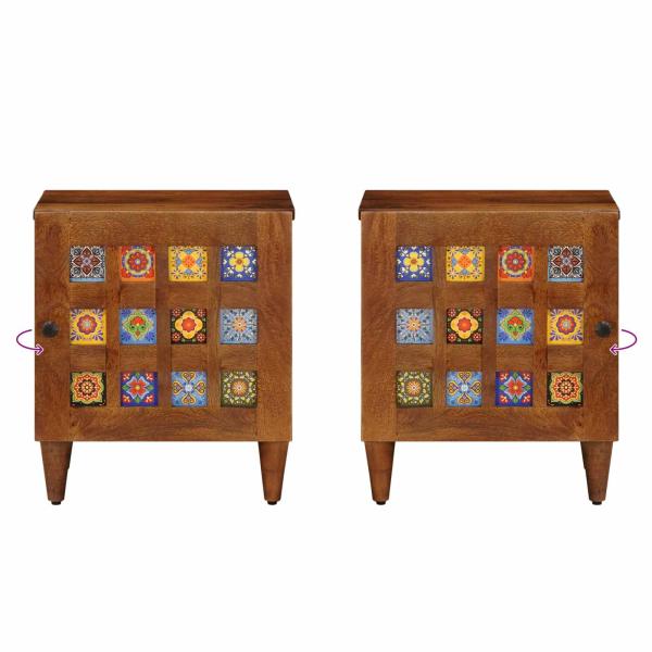 Nachttisch Braun 40 x 33,5 x 46 cm Massivholz Mango