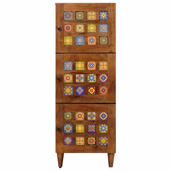 Highboard mit Tür Walnuss 40 x 33,5 x 110 cm Massivholz Mango