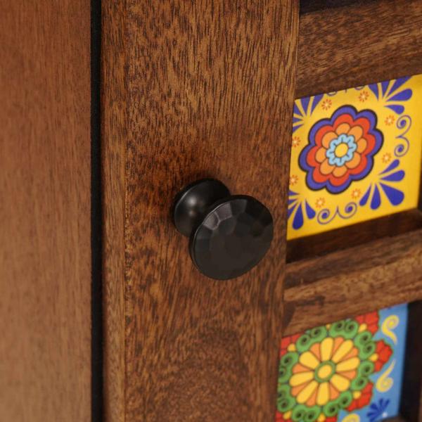 Highboard mit Tür Walnuss 40 x 33,5 x 110 cm Massivholz Mango