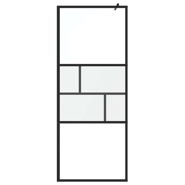 Walk-in Duschwand Schwarz 80 x 195 x 0,5 cm Glas und Aluminium
