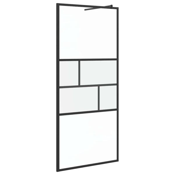 Walk-in Duschwand Schwarz 80 x 195 x 0,5 cm Glas und Aluminium