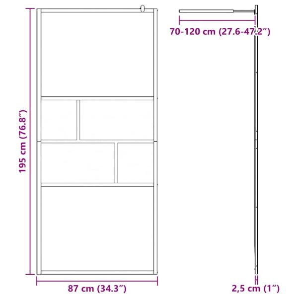 Walk-in Duschwand Schwarz 80 x 195 x 0,5 cm Glas und Aluminium