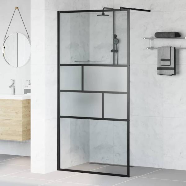 ARDEBO.de - Walk-in Duschwand Schwarz 80 x 195 x 0,5 cm Glas und Aluminium