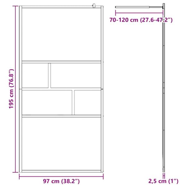 Walk-in Duschwand Schwarz 80 x 195 x 0,5 cm Glas und Aluminium