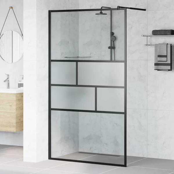 ARDEBO.de - Walk-in Duschwand Schwarz 80 x 195 x 0,5 cm Glas und Aluminium