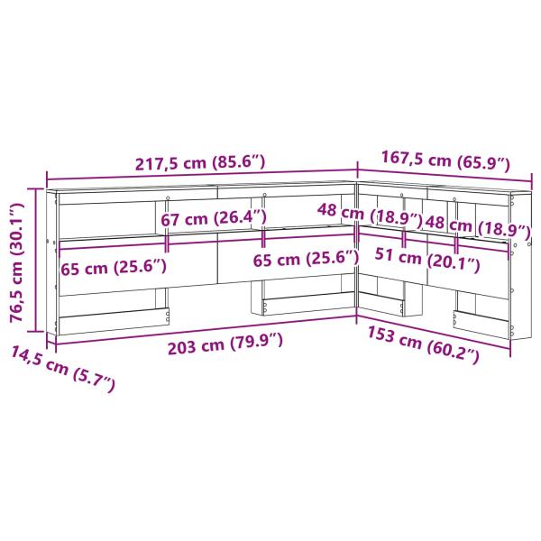 Aufbewahrungskopfteil Graues Sonoma 150 cm Holzwerkstoff
