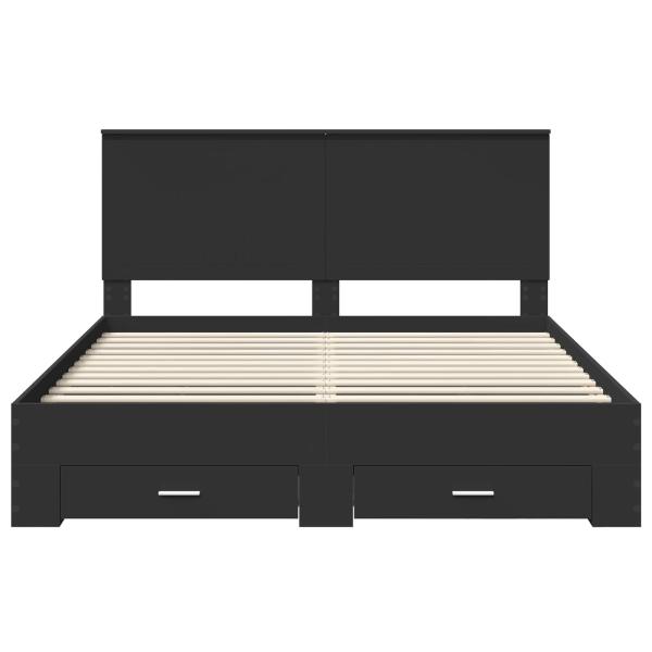 Bettrahmen mit Kopfteil Schwarz 160 x 200 cm Holzwerkstoff