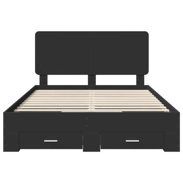 Bettrahmen mit Kopfteil Schwarz 140 x 190 cm Holzwerkstoff