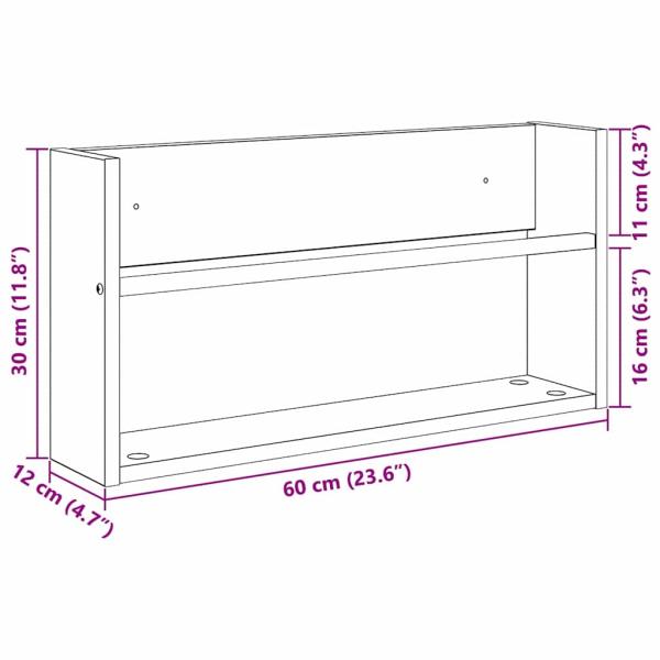 Magazinregal 2 pcs Graues Sonoma 60 x 12 x 30 cm Holzwerkstoff