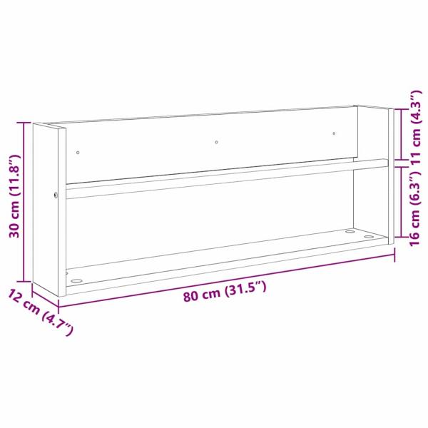 Magazinregal 2 pcs Graues Sonoma 80 x 12 x 30 cm Holzwerkstoff