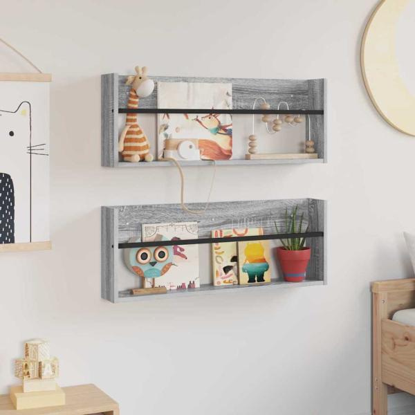 Magazinregal 2 pcs Graues Sonoma 80 x 12 x 30 cm Holzwerkstoff