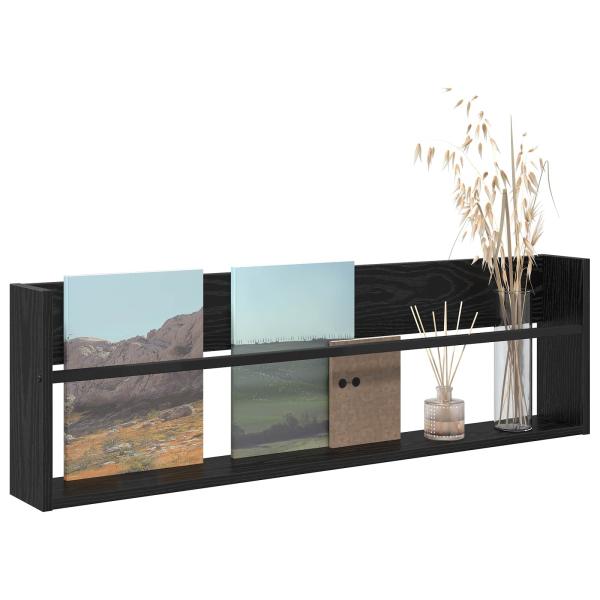 Magazinregal mit Regal Schwarz Eichen-Optik 100 x 12 x 30 cm