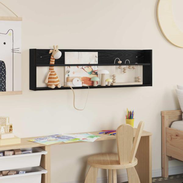 Magazinregal mit Regal Schwarz Eichen-Optik 100 x 12 x 30 cm