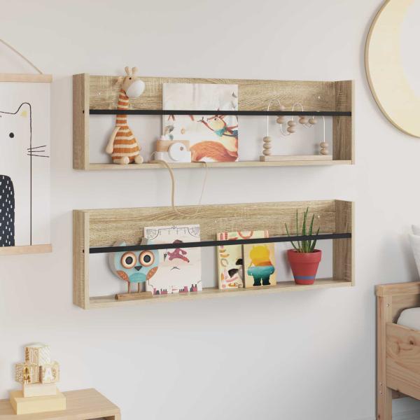 Magazinregal 2 pcs Sonoma-Eiche 100 x 12 x 30 cm Holzwerkstoff