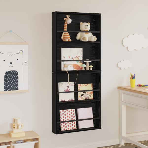 Magazinregal 2 stk. Schwarz Eichen-Optik 60 x 12 x 70 cm