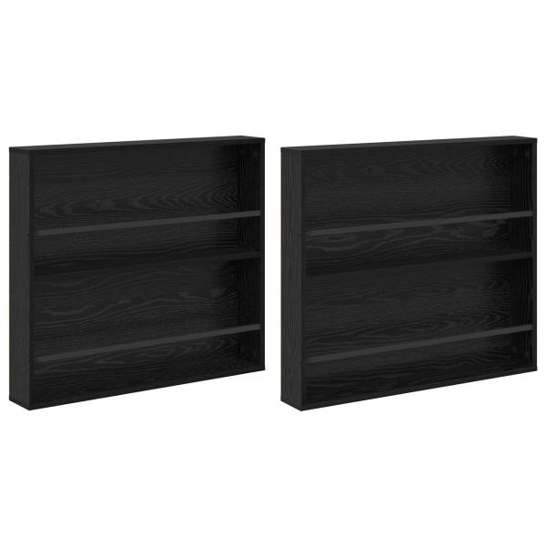 ARDEBO.de - Magazinregal 2 pcs Schwarz Eichen-Optik 80 x 12 x 70 cm