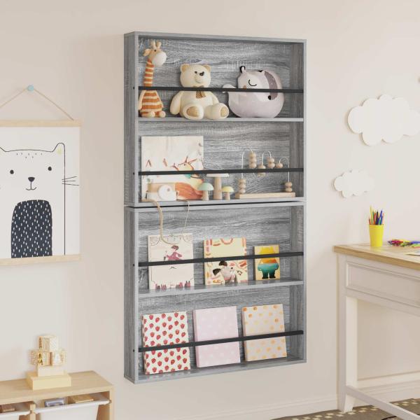 Magazinregal 2 pcs Graues Sonoma 80 x 12 x 70 cm Holzwerkstoff