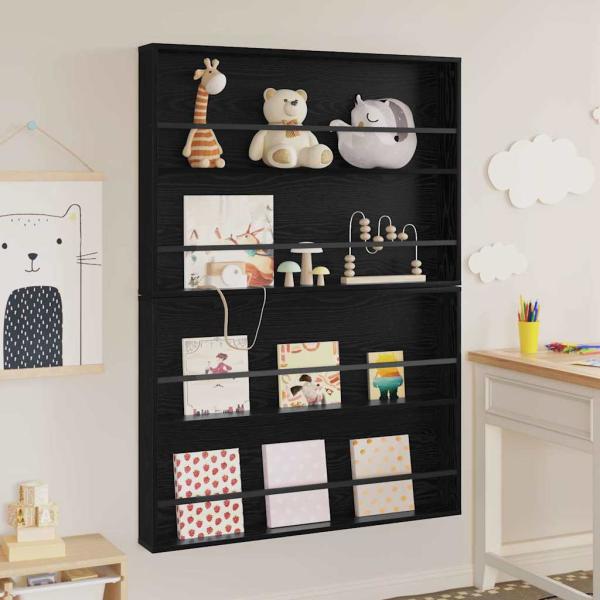 Magazinregal 2 stk. Schwarz Eichen-Optik 100 x 12 x 70 cm