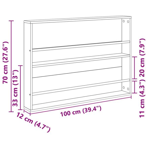 Magazinregal mit Regal Altholz 100 x 12 x 70 cm Holzwerkstoff