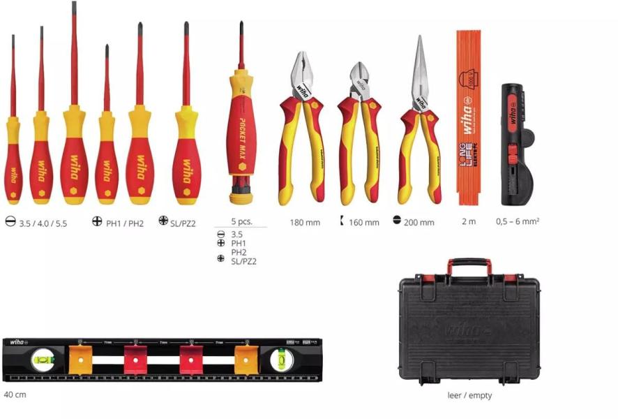 Wiha 9300 Werkzeugkoffer Basic Set L electric, 18-tlg., schwarz (45530)