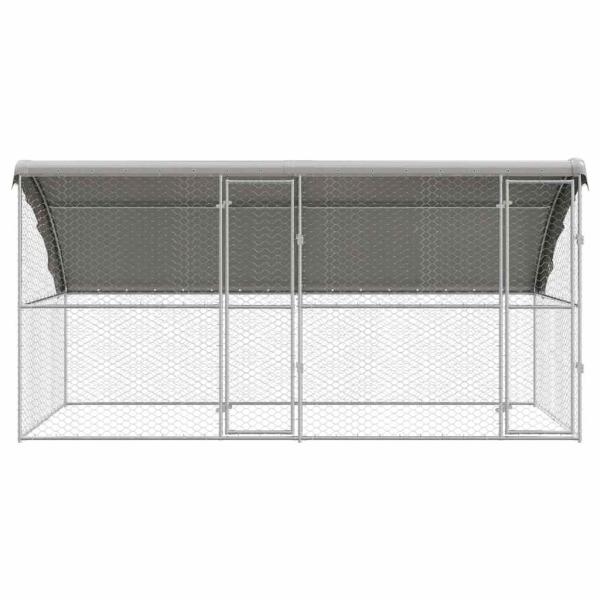 Hundekäfig mit Speicher 2 pcs Silber 4 x 2 x 2 m Stahl