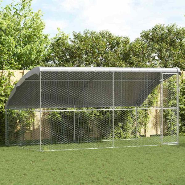 ARDEBO.de - Hundekäfig mit Speicher 2 pcs Silber 4 x 2 x 2 m Stahl