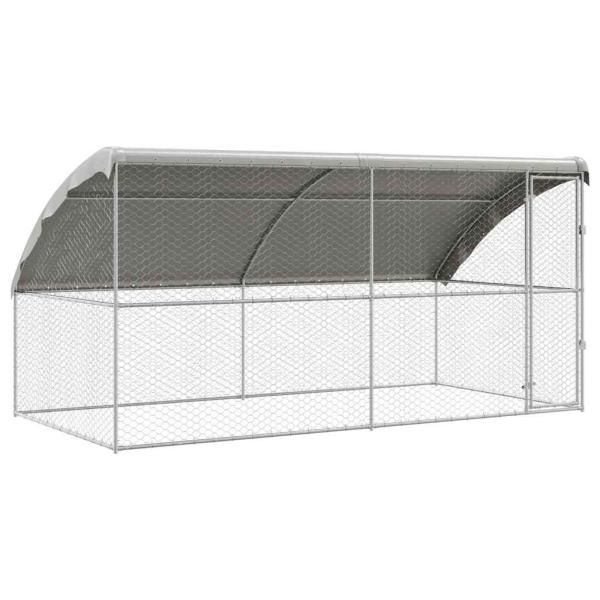 Hundekäfig mit Speicher 2 pcs Silber 4 x 2 x 2 m Stahl