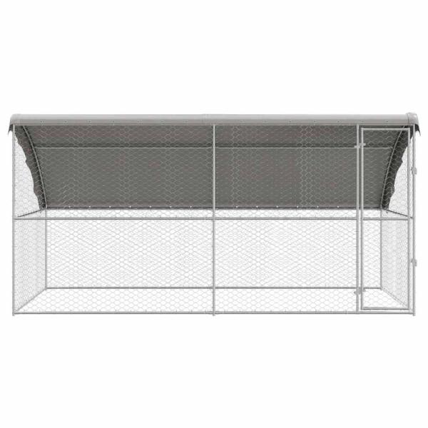 Hundekäfig mit Speicher 2 pcs Silber 4 x 2 x 2 m Stahl