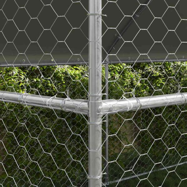 Hundekäfig mit Speicher 4 pcs Silber 8 x 2 x 2 m Stahl