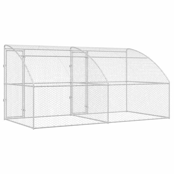 Hundekäfig mit Speicher 2 pcs Silber 4 x 2 x 2 m Stahl