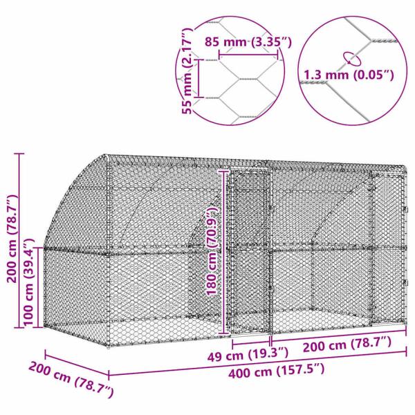 Hundekäfig 2 Stk. Silber 4 x 2 x 2 m Verzinkter Stahl