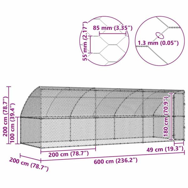 Hundekäfig mit Speicher 3 pcs Silber 6 x 2 x 2 m Stahl