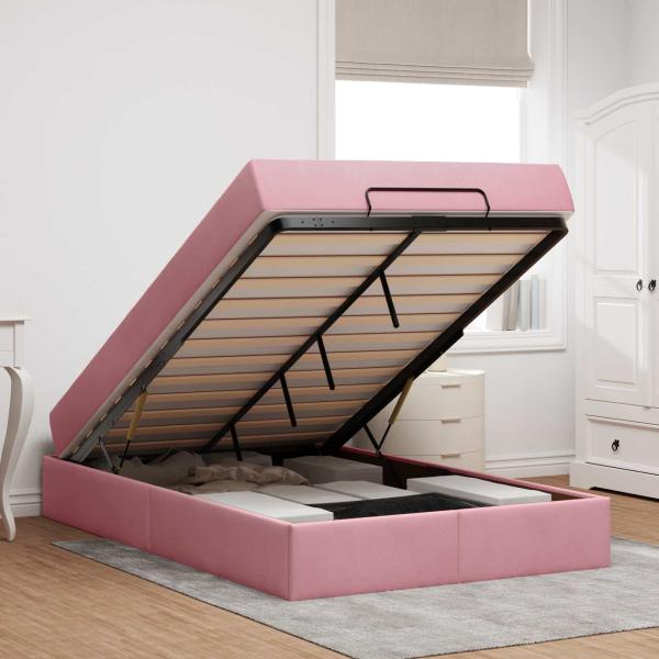 Bettgestell mit Matratze mit Matratze 2 pcs Rosa Samt