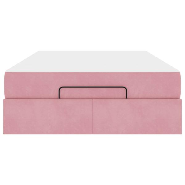 Bettgestell mit Matratze mit Matratze 2 pcs Rosa Samt
