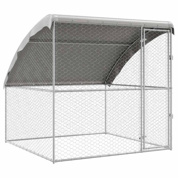 Hundekäfig mit Speicher Silber 2 x 2 x 2 m Stahl
