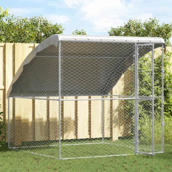 Hundekäfig mit Speicher Silber 2 x 2 x 2 m Stahl